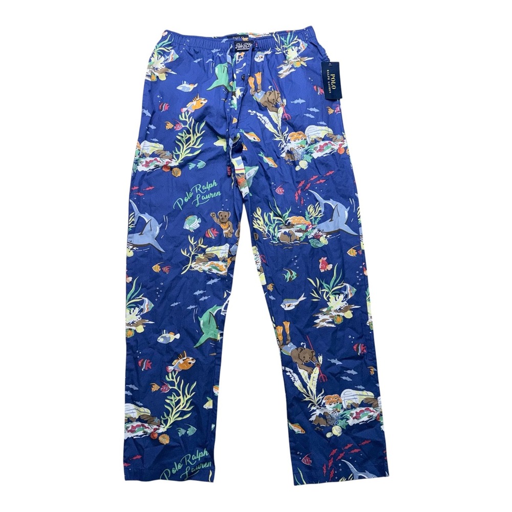 Polo Ralph Lauren Mens Blue Size Medium Cotton PJ Bottoms Lounge Pants NWT